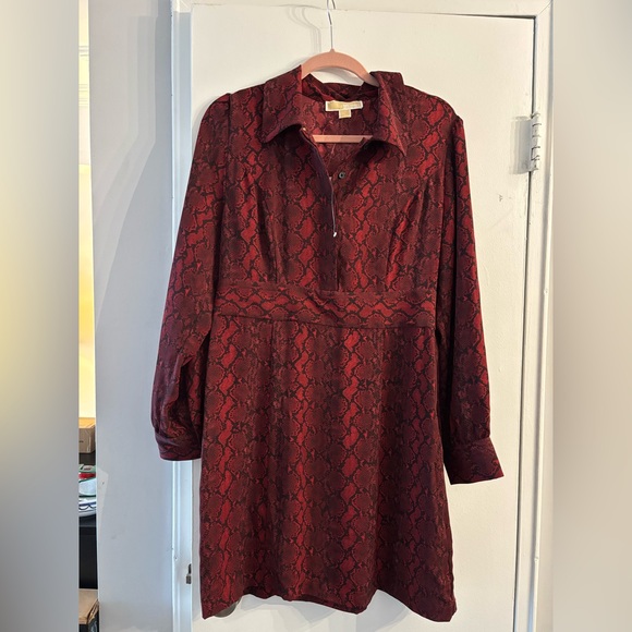 Michael Kors Dresses & Skirts - Michael Michael Kors Red Snake Print Dress work party knee length L
